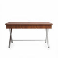 Wooden desk with metal legs and storage drawers 120 x 60 x 75cm