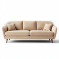 Three-seat sofa in pink striped fabric with metal legs 190 x 80 x 85cm