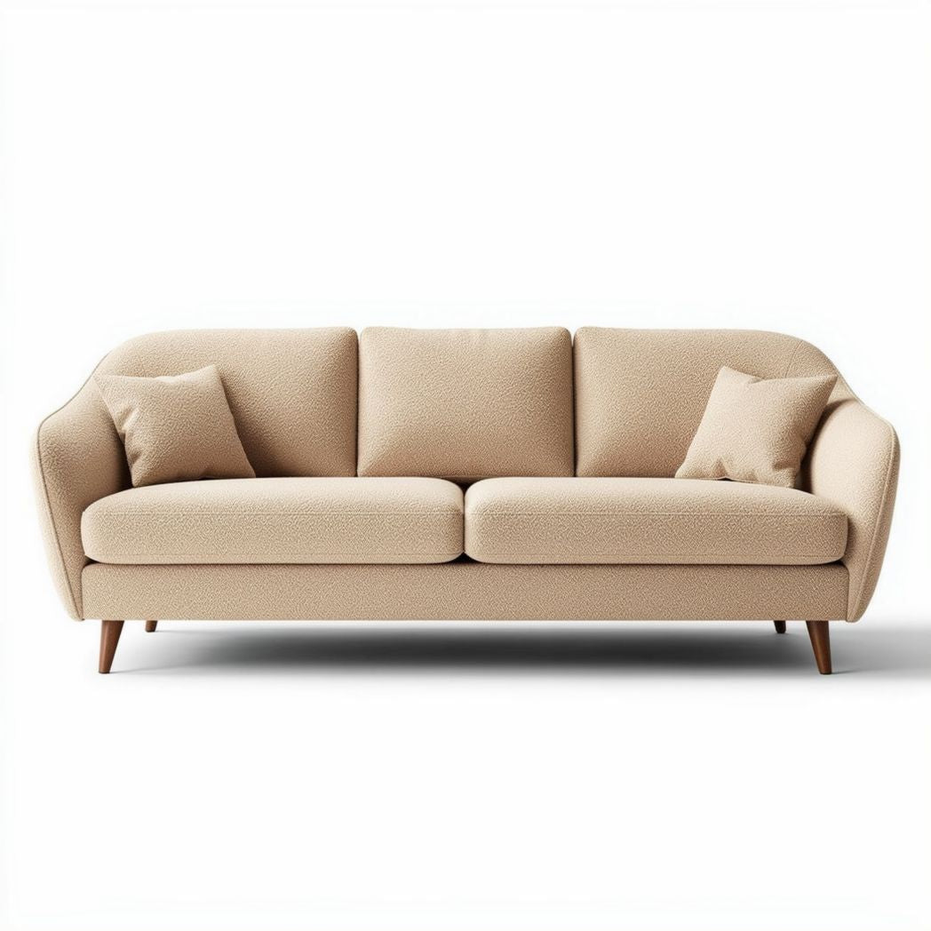 Three-seat sofa in pink striped fabric with metal legs 190 x 80 x 85cm