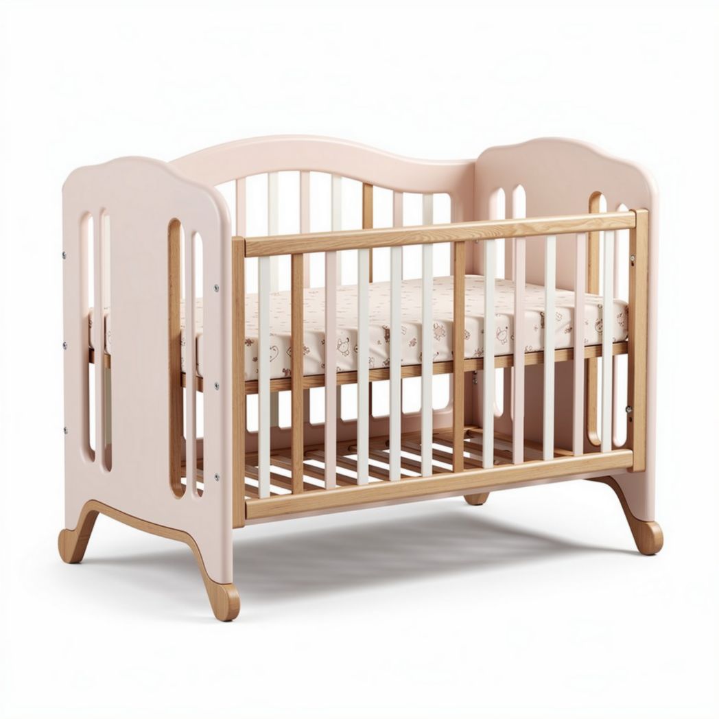 Wooden crib with adjustable mattress height 120 x 60 x 80cm in natural finish