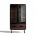 Wooden display cabinet with glass doors and shelves 80 x 40 x 120cm