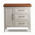 Wood top kitchen cabinet with three drawers and one door in grey finish