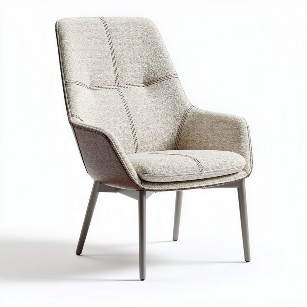 Fabric accent chair with metal legs in beige color suitable for living room 80 x 78 x 100cm