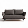Modern two-seater sofa with wooden base in dark gray fabric 180 x 80 x 75cm