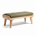 Wooden bench with gray padded cushion for indoor or outdoor use 150 x 60 x 40cm