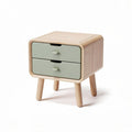 Wooden nightstand with green drawer fronts 40 x 40 x 45cm
